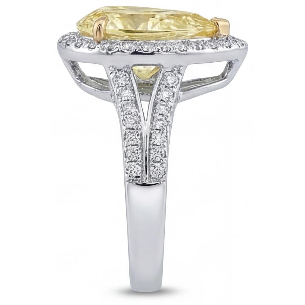 Goutte Diamant Canari bague en Or Bicolore 14 Carats – vue arrière