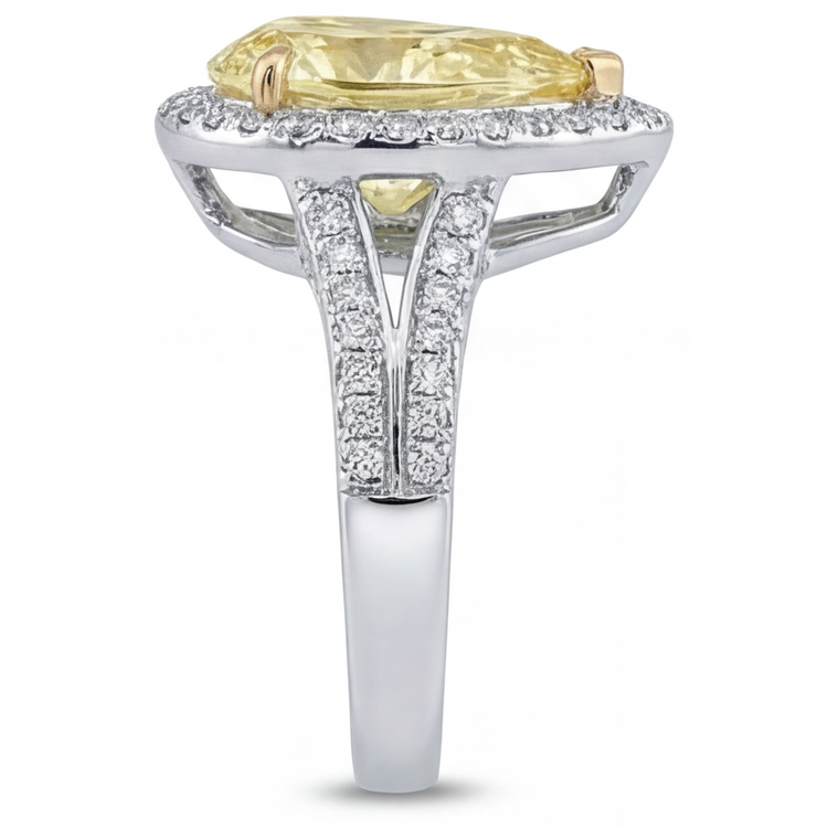 Goutte Diamant Canari bague en Or Bicolore 14 Carats – vue arrière