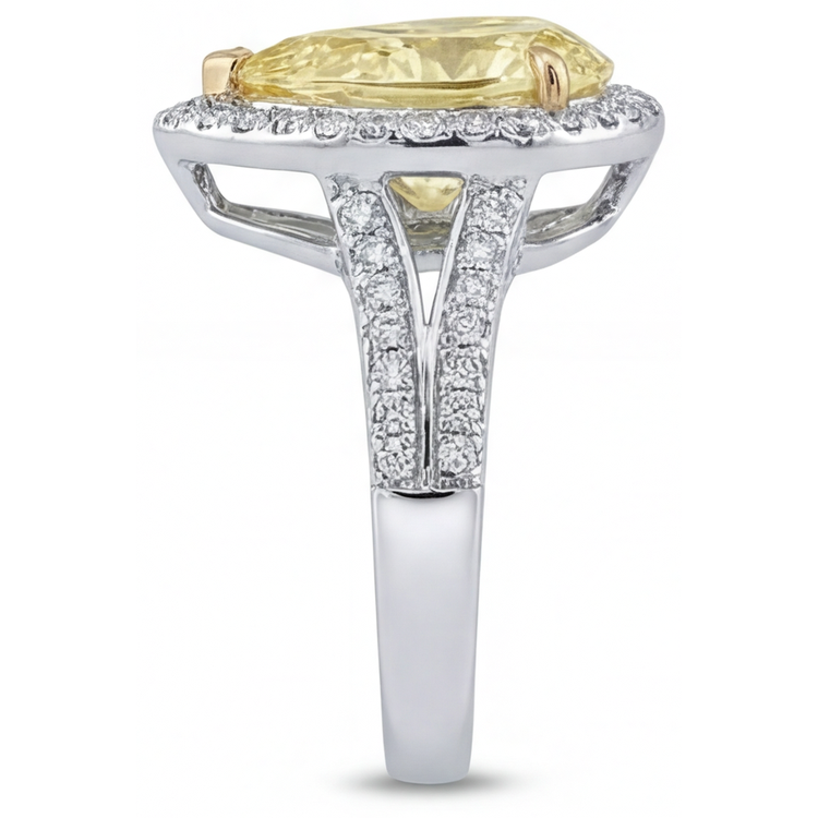 Bague Or Bicolore 14 Carats avec Diamant Canari – vue détaillée