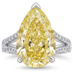 Pureté VVS Bague – Diamant Canari 5 carats Or Blanc 14 Carats