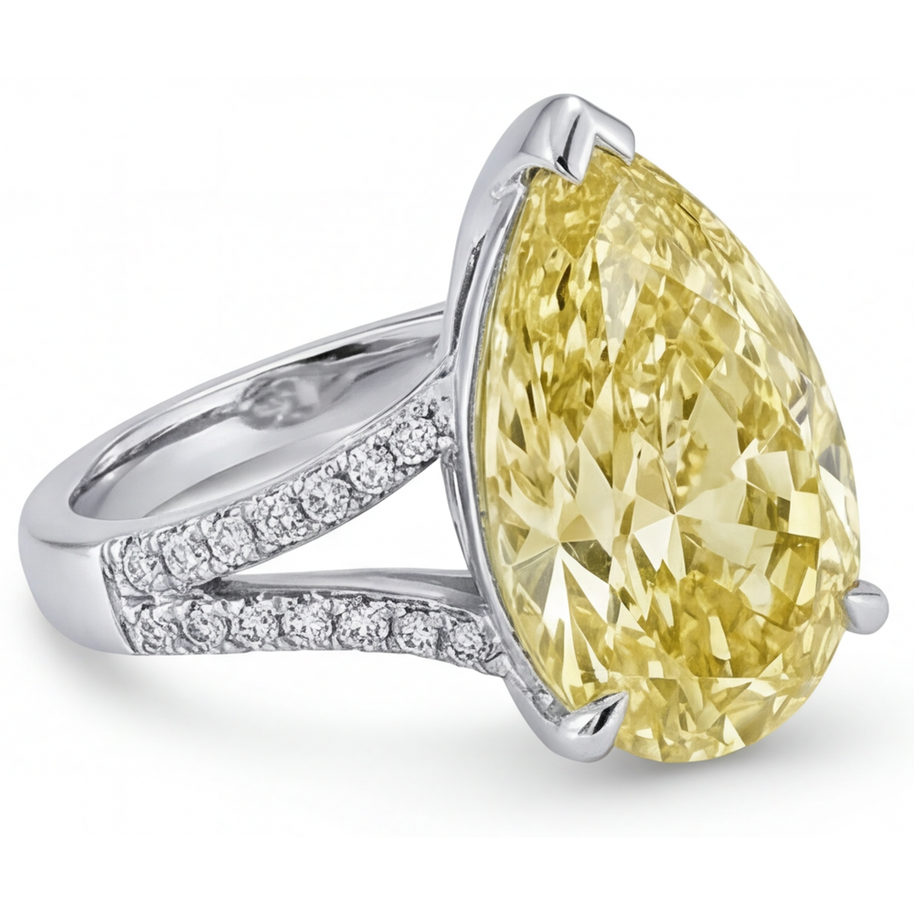 Diamant Canari Bague 5-carats Or Blanc 14 Carats – vue de côté