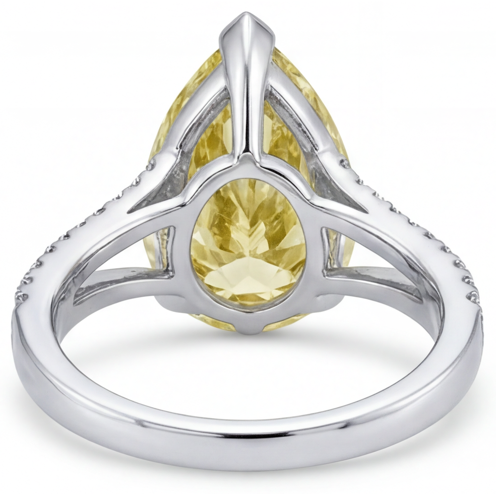 Bague Or Blanc 14 Carats avec Diamant Canari – vue de profil