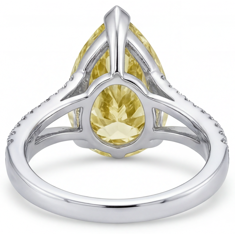 Bague Or Blanc 14 Carats avec Diamant Canari – vue de profil