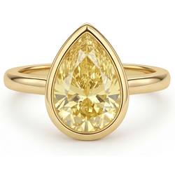 2 carats Diamant Canari Bague de Demande en Or 14K Jaune