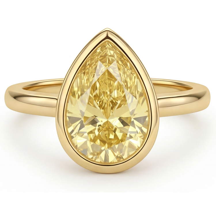 Bague de Demande Or 14K Jaune avec Diamant Canari – vue principale