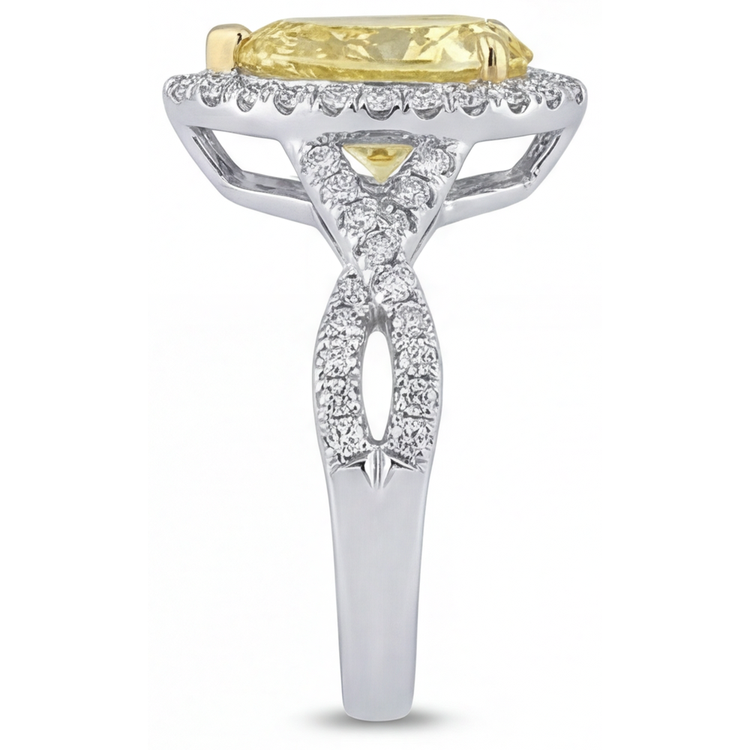 Luxueux Bague de Fiançailles Halo 1,50 carats – vue de profil