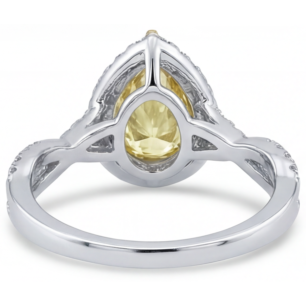 Luxueux Diamant Canari Bague de Fiançailles Halo 1,50 carats – vue de dessus