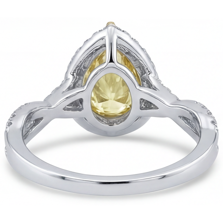 Luxueux Diamant Canari Bague de Fiançailles Halo 1,50 carats – vue de dessus