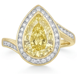 Confectionné main Diamant Canari Bague de Fiançailles Halo 2