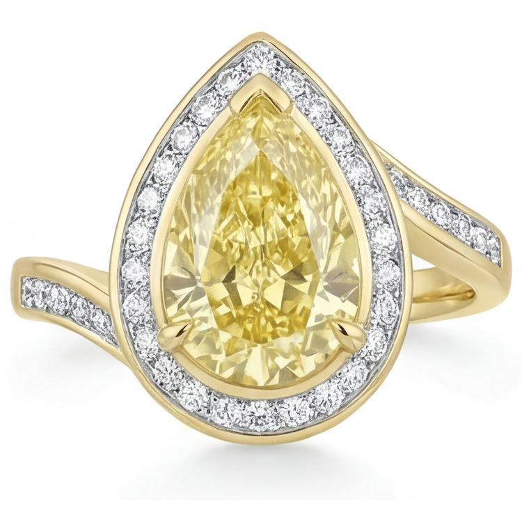 Confectionné main Bague de Fiançailles Halo 2 carats – vue principale