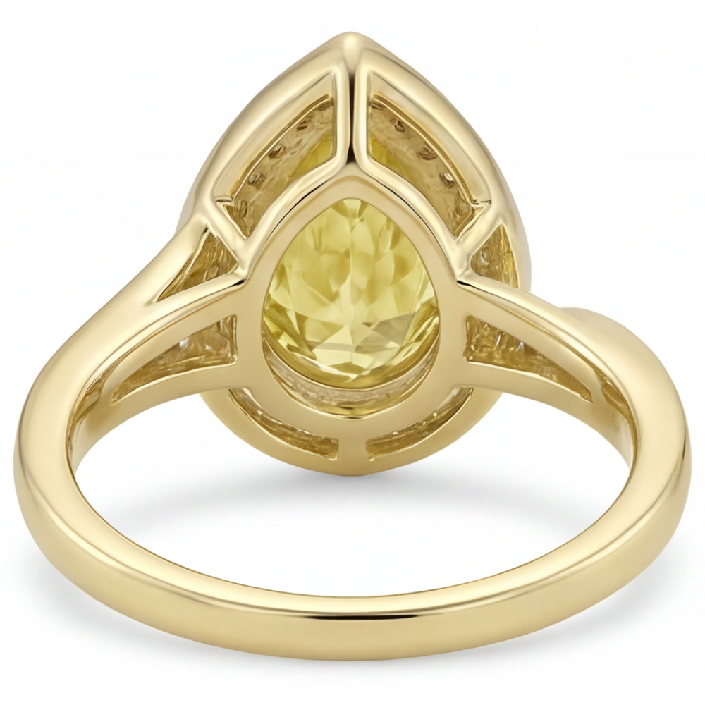Diamant Canari Bague de Fiançailles Halo 2-carats Or Jaune 14 Carats – vue de profil