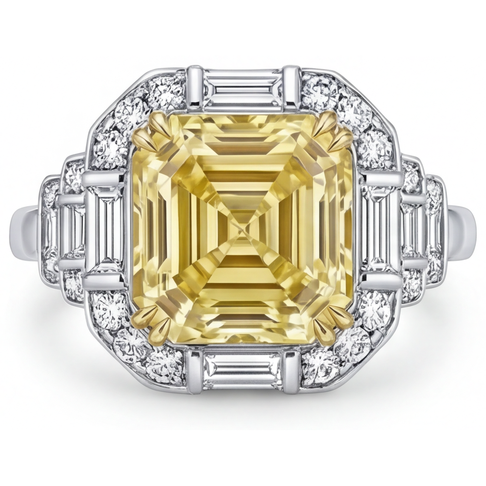 Diamant Canari Bague de Fiançailles Halo – vue principale