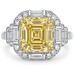 Or Bicolore 14 Carats Pureté VVS Diamant Canari Bague de