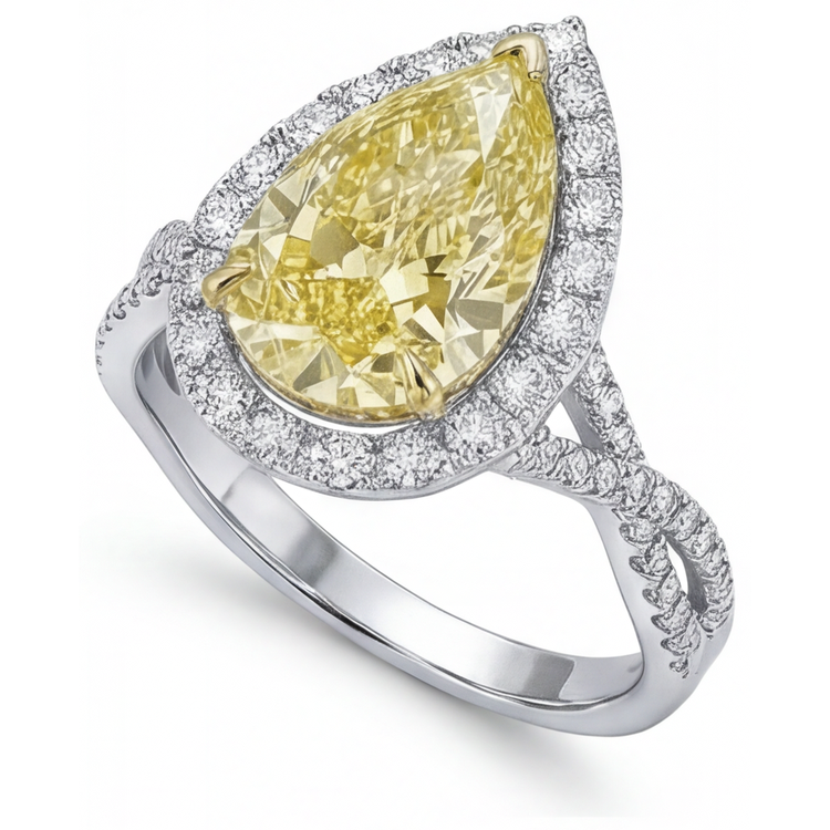 Haut de gamme Bague Halo 1,50 carats – vue de côté