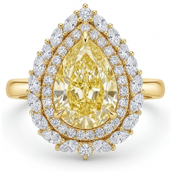 Brillant Bague Halo avec Diamant Canari Pureté VVS – 4 carats
