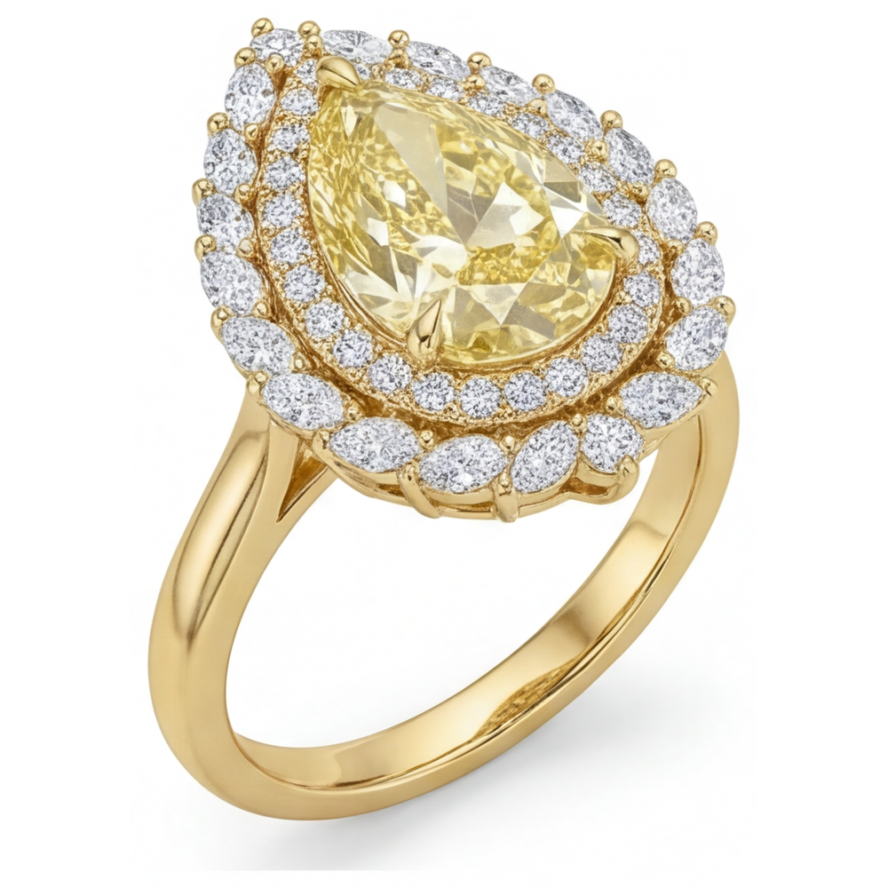 Brillant Bague Halo 4 carats – vue de face