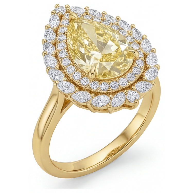 Brillant Bague Halo 4 carats – vue de face
