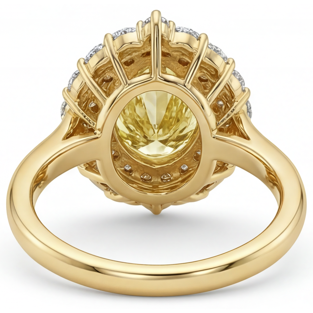 Diamant Canari Bague Halo 4 carats Or Jaune 14 Carats – vue de côté