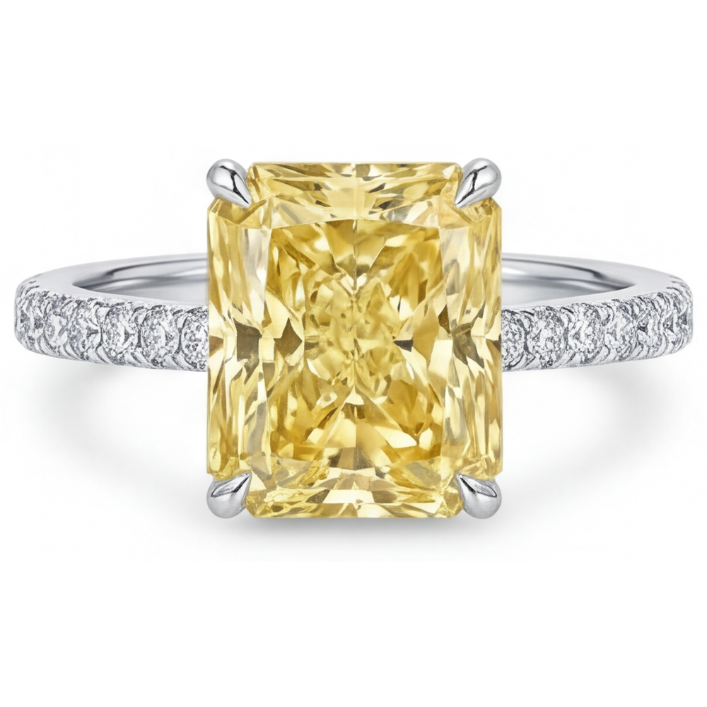 Diamant Canari Radiant Bague Joaillerie en Or Blanc 14 Carats – vue principale