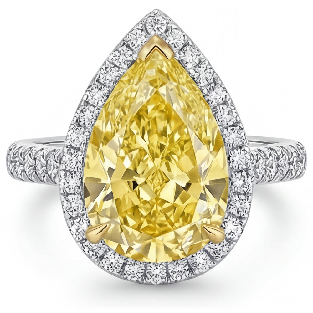 Diamant Canari Bague Joaillerie 3,50-carats Or Bicolore 14 Carats – vue de face