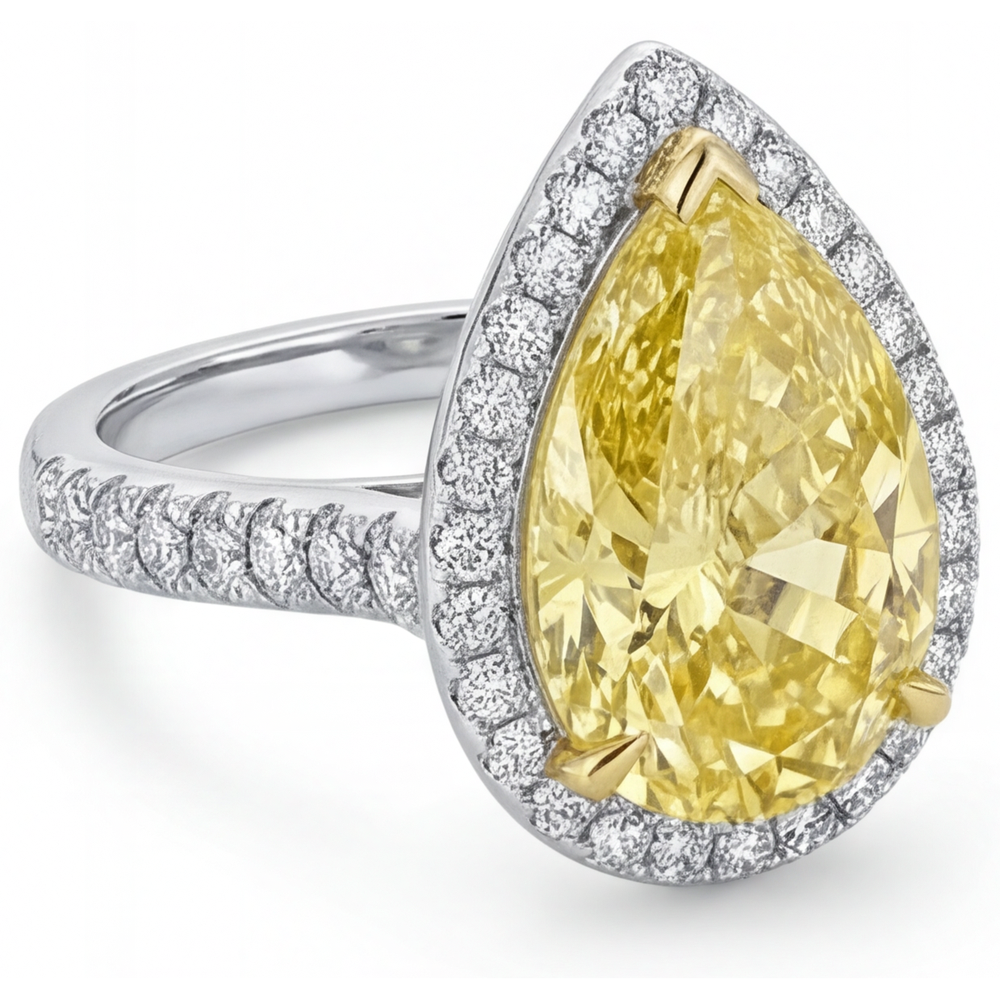 Diamant Canari Bague Joaillerie 3,50 carats Or Bicolore 14 Carats – vue de côté