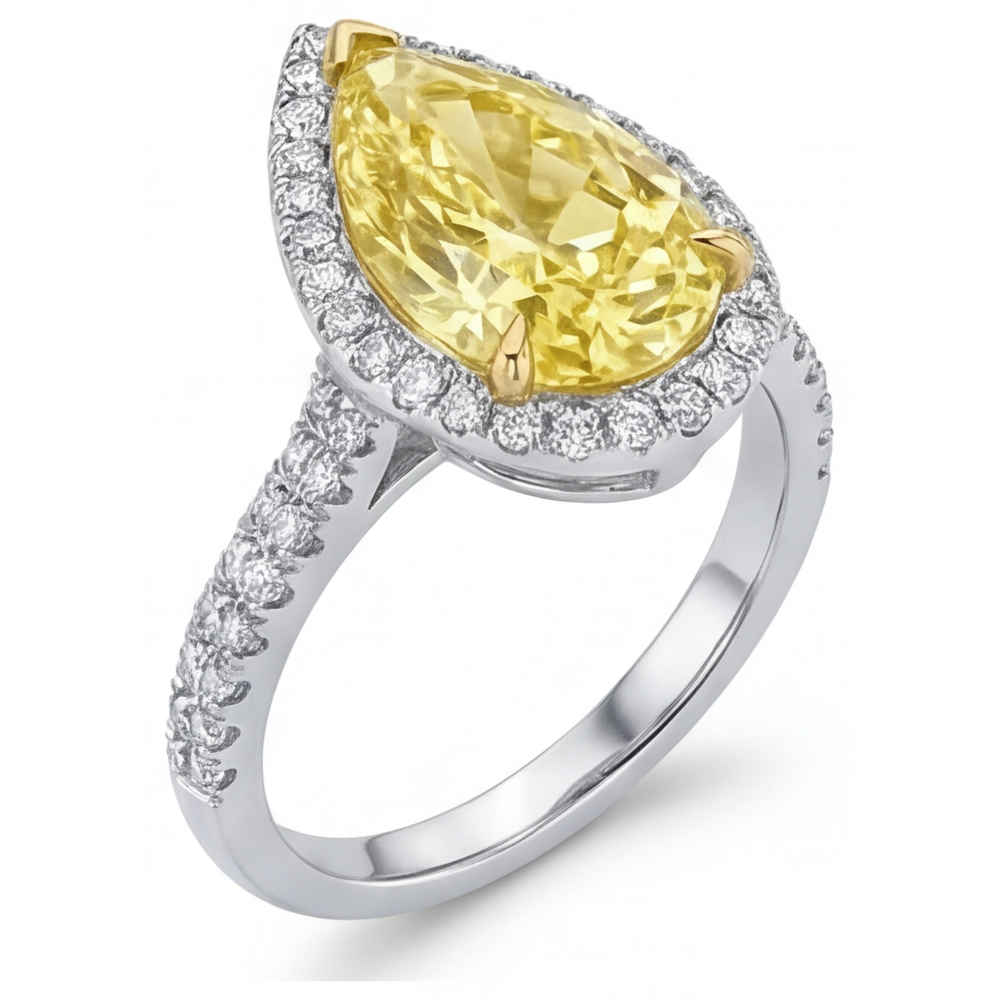 Bague Joaillerie Or Bicolore 14 Carats avec Diamant Canari – vue de profil