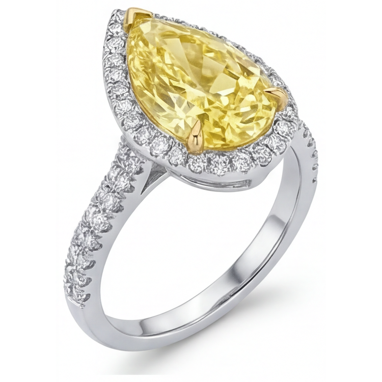 Bague Joaillerie Or Bicolore 14 Carats avec Diamant Canari – vue de profil