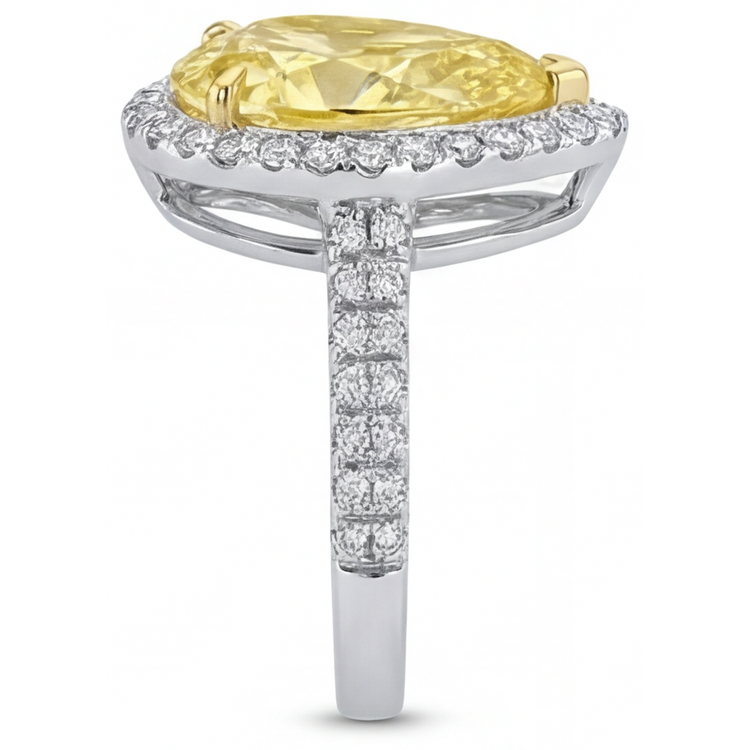 Bague Joaillerie Or Bicolore 14 Carats avec Diamant Canari – vue de dessus