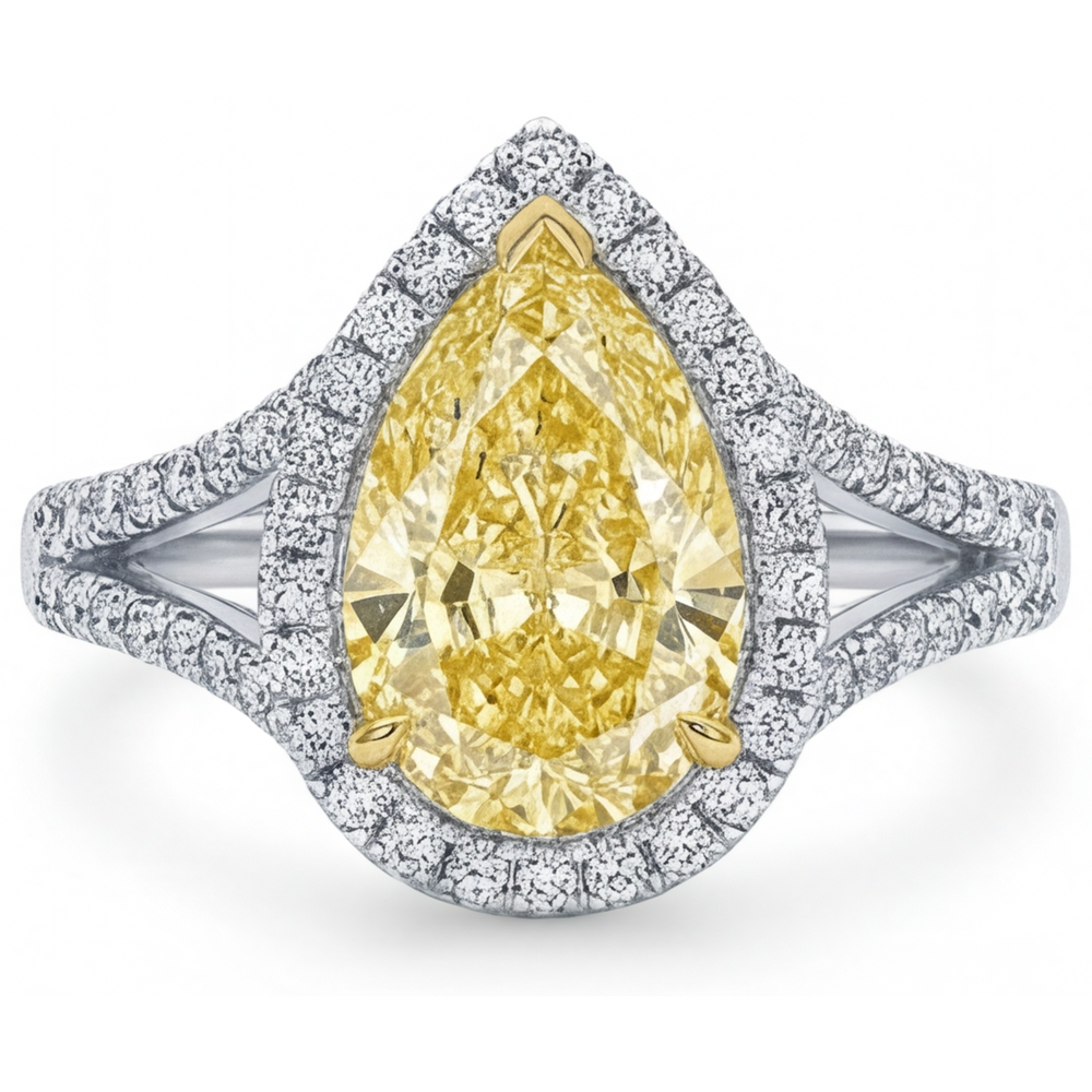 Bague Statement Or 14K Bicolore avec Diamant Canari – vue principale