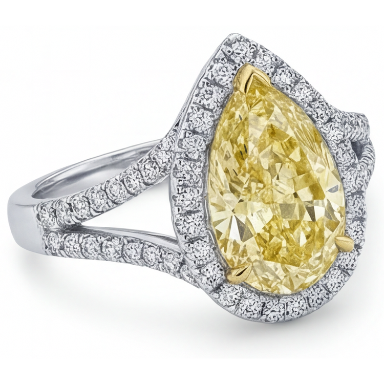 Diamant Canari Bague Statement 1,25-carats Or 14K Bicolore – vue de côté