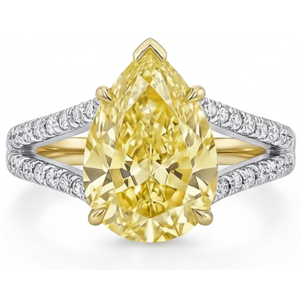 Haut de gamme Diamant Canari Bague Statement 1,75 carats – vue de face