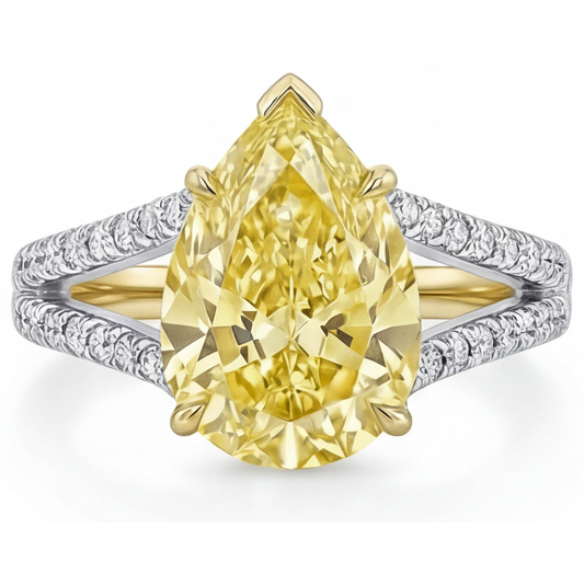Haut de gamme Diamant Canari Bague Statement 1,75 carats – vue de face