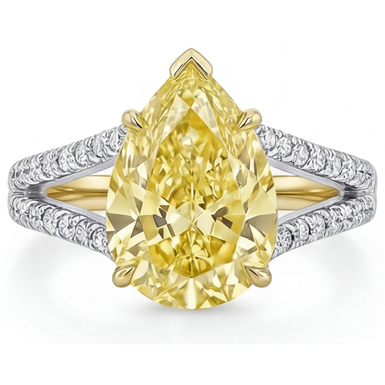 Haut de gamme Diamant Canari Bague Statement 1,75 carats – vue de face