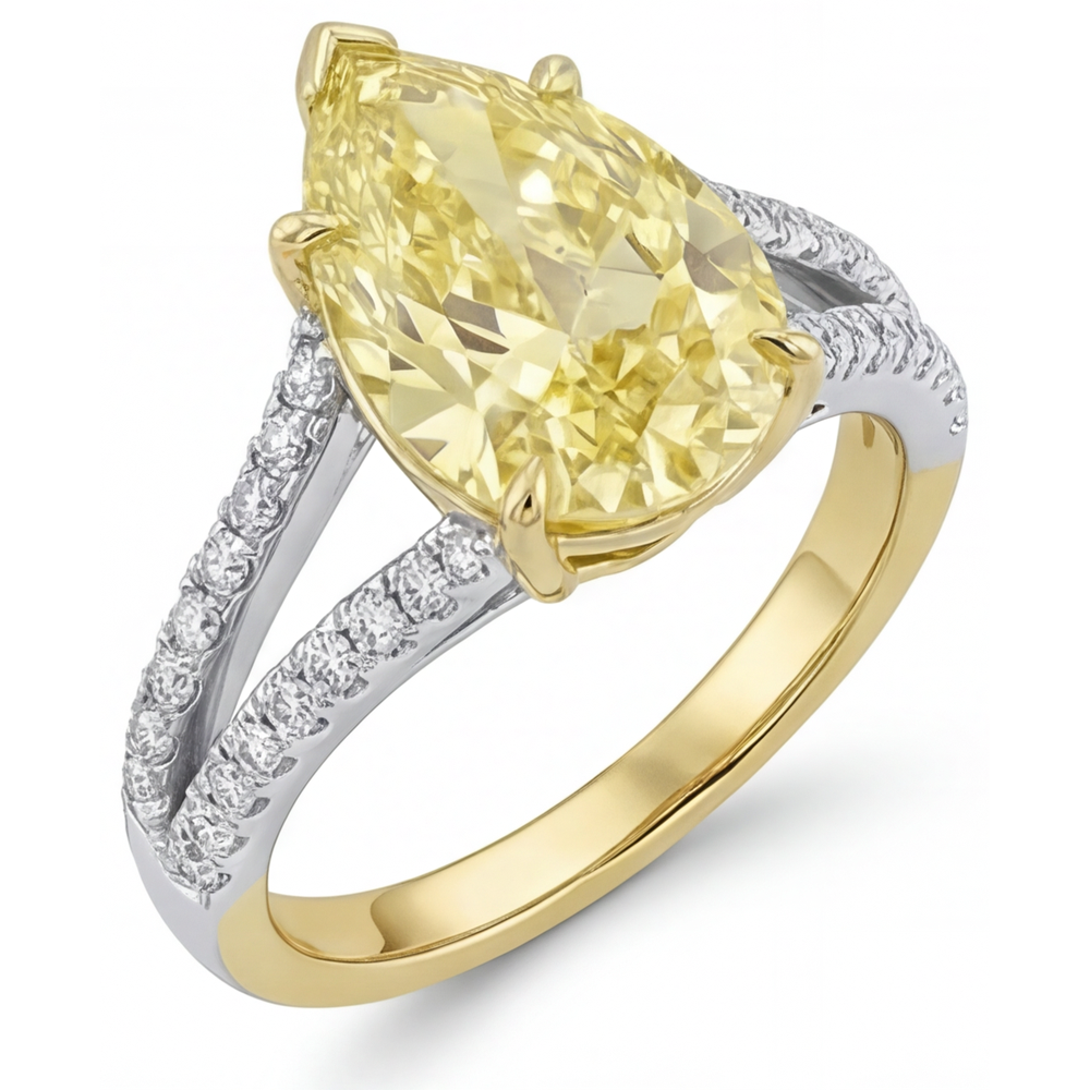 Diamant Canari Bague Statement 1,75-carats Or 14K Bicolore – vue de côté
