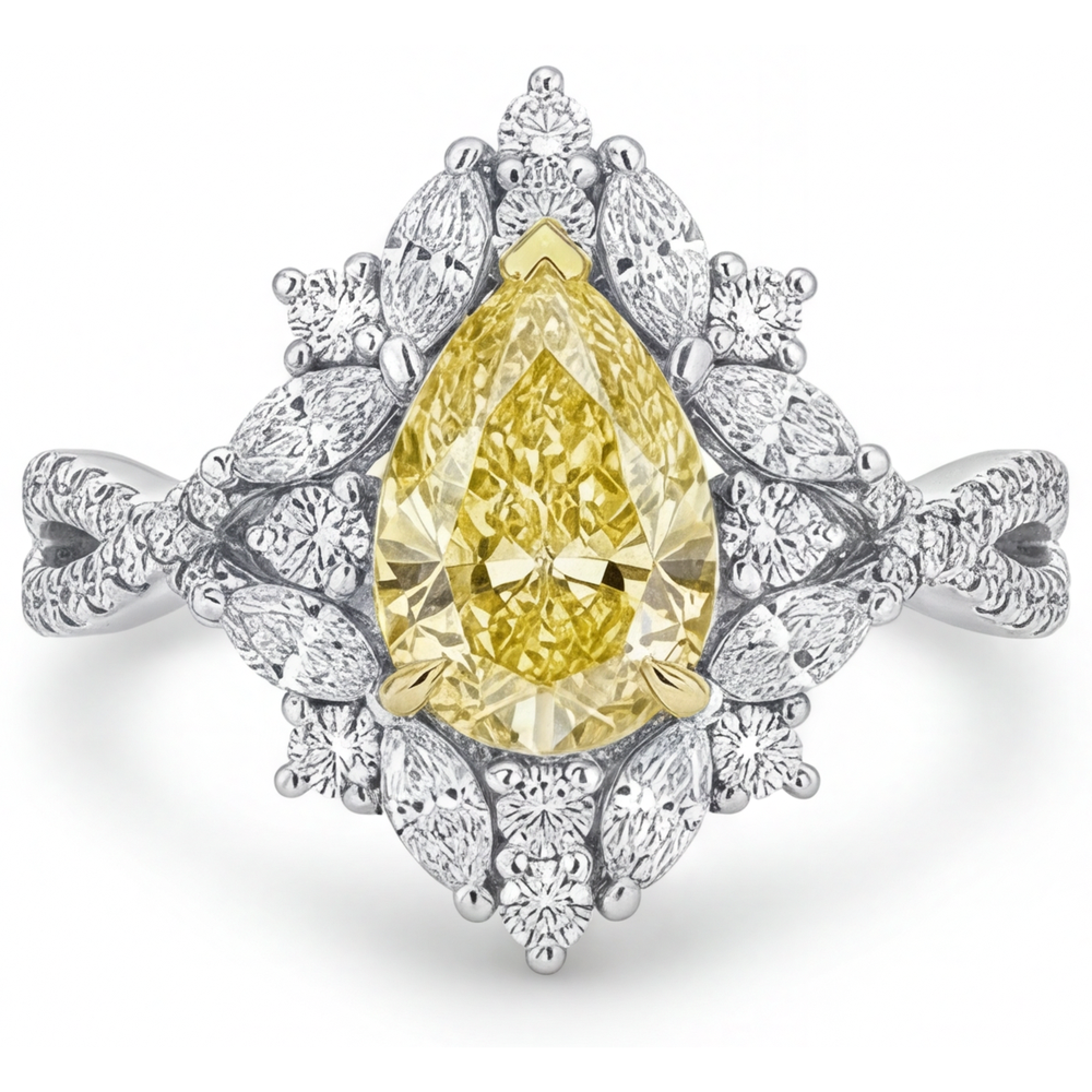 Diamant Canari Bague Statement 1,75-carats Or Deux Tons 14 Carats – vue de face