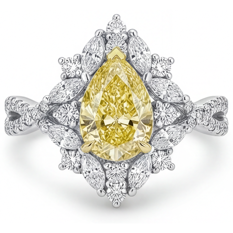 Diamant Canari Bague Statement 1,75-carats Or Deux Tons 14 Carats – vue de face