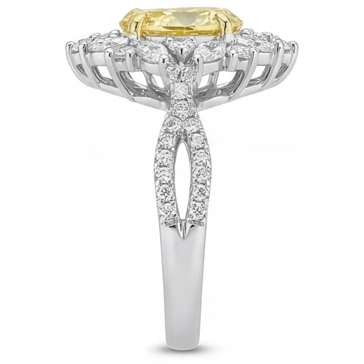 Diamant Canari Bague Statement 1,75 carats Or Deux Tons 14 Carats – vue de profil