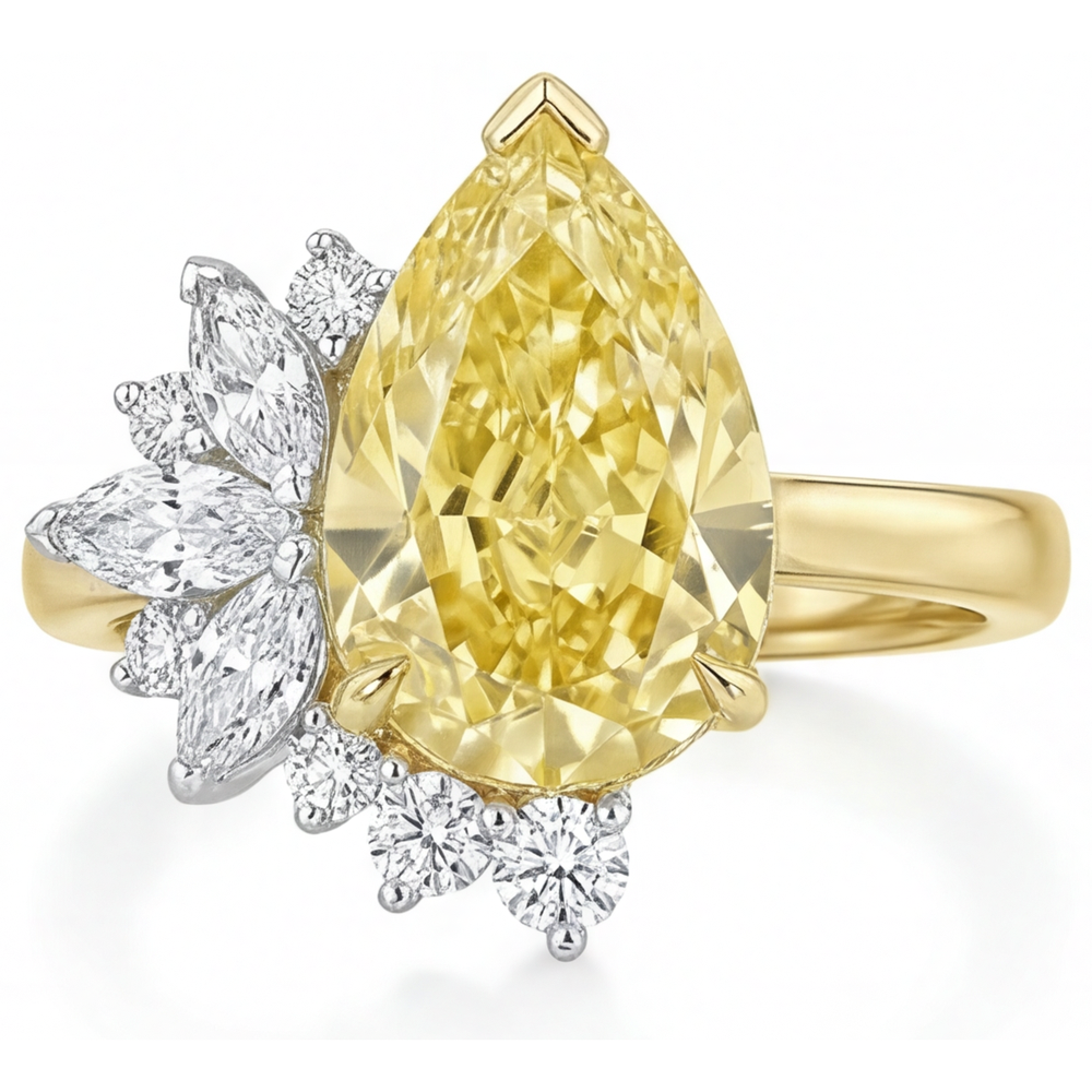 Bague Statement Or Deux Tons 14 Carats avec Diamant Canari – vue principale