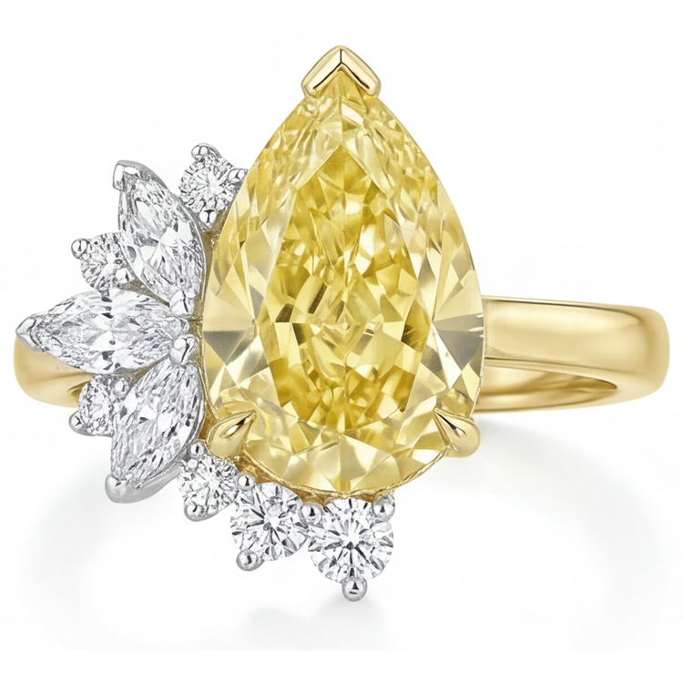 Bague Statement Or Deux Tons 14 Carats avec Diamant Canari – vue principale