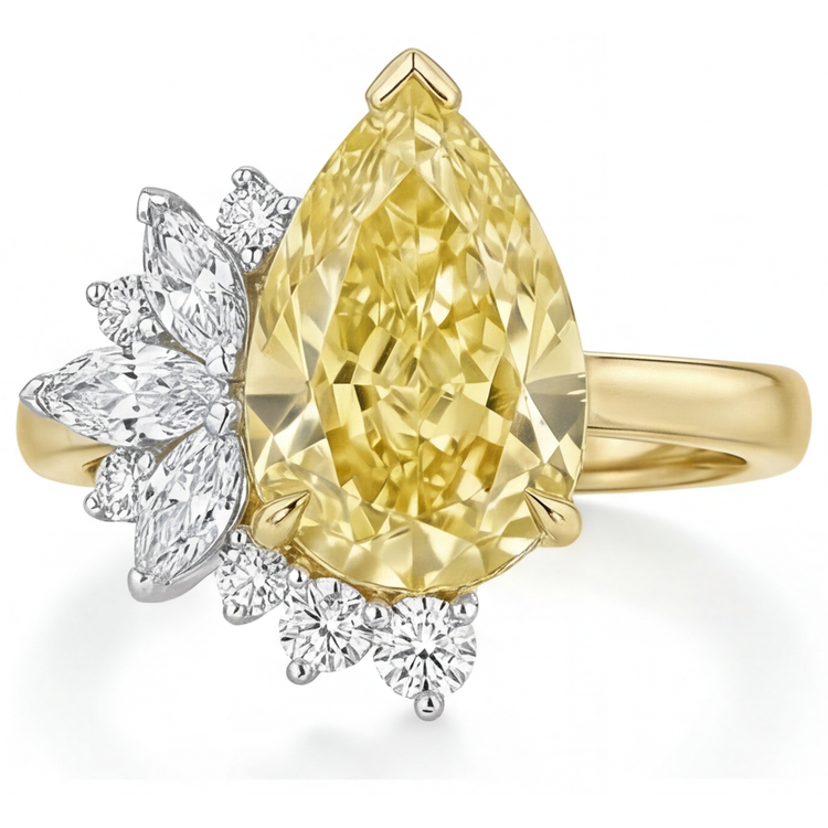Diamant Canari Bague Statement 3,5-carats Or Deux Tons 14 Carats – vue de face