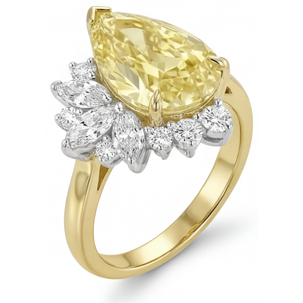 Chatoyant Diamant Canari Bague Statement 3,5 carats – vue de profil
