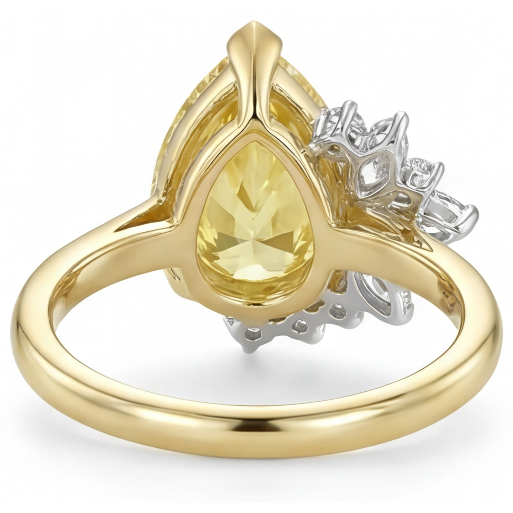 Bague Statement Or Deux Tons 14 Carats avec Diamant Canari – vue de dessus
