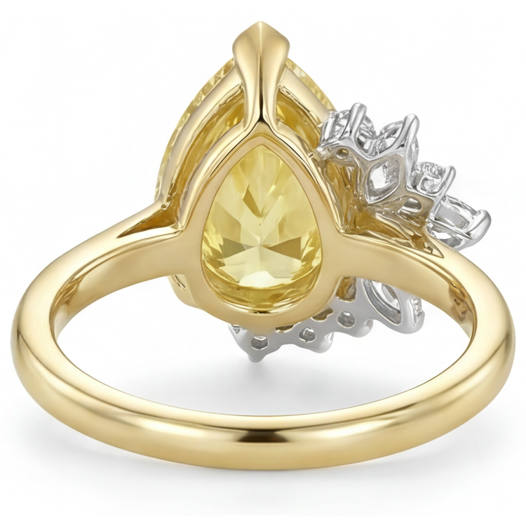 Bague Statement Or Deux Tons 14 Carats avec Diamant Canari – vue de dessus