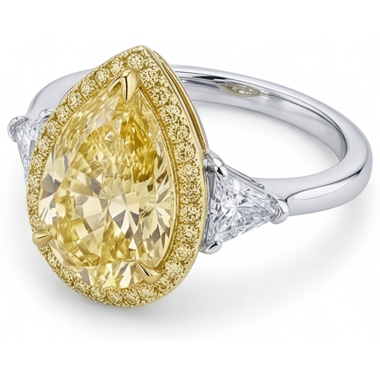 Bague Statement Or 14K Bicolore avec Diamant Canari – vue d'angle