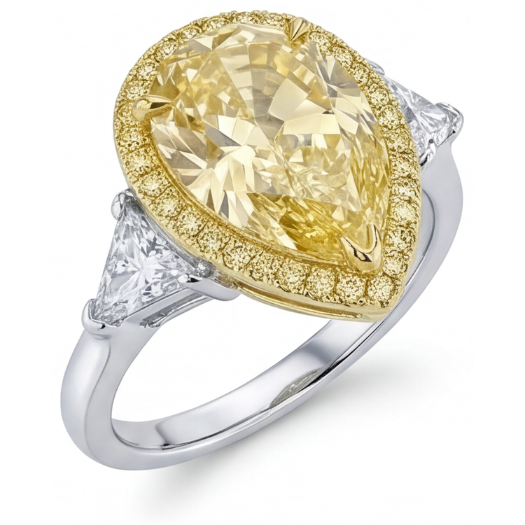 Diamant Canari Bague Statement 4,75 carats Or 14K Bicolore – vue de profil