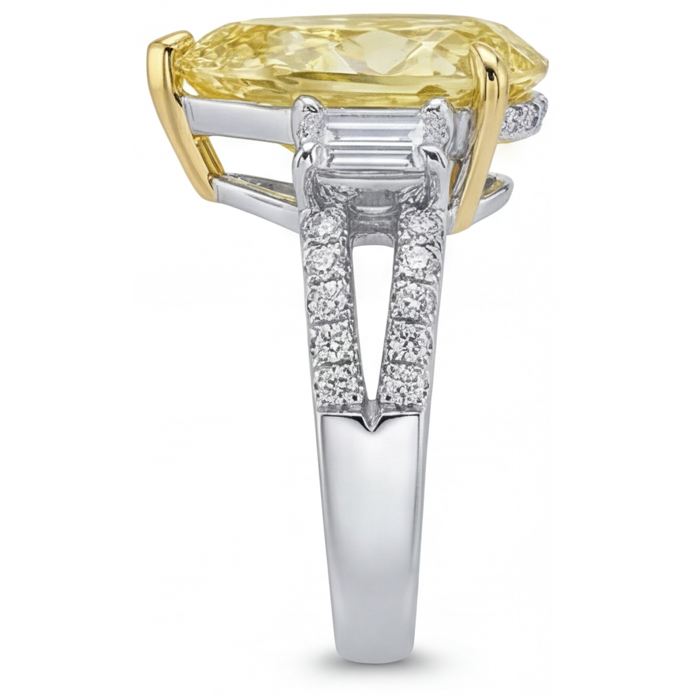 Diamant Canari Bague Trilogie 4-carats Or Deux Tons 14 Carats – vue d'angle