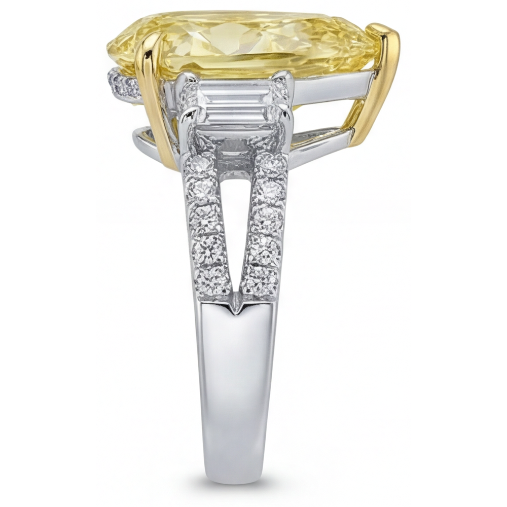 Diamant Canari Bague Trilogie 4-carats Or Deux Tons 14 Carats – vue de dessus
