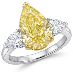 Diamant Canari VVS Bague Trois Pierres – 3,25 carats en Or Deux