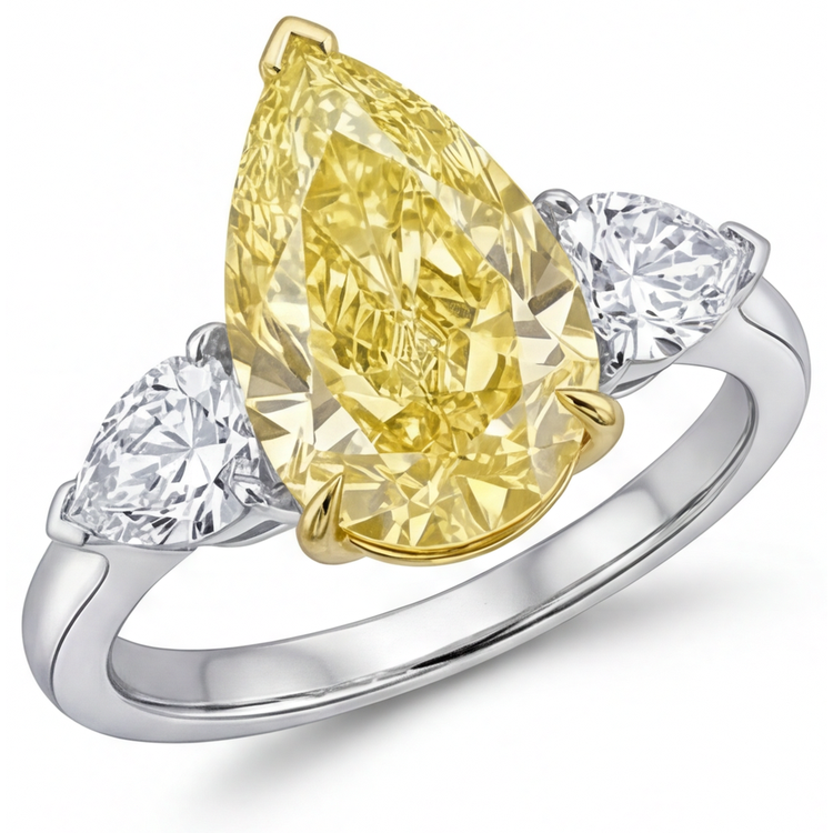 Goutte Diamant Canari bague en Or Deux Tons 14 Carats – vue de côté