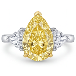 Or Bicolore 14 Carats VVS Diamant Canari Bague Trois Pierres 3